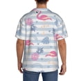 thumbnail image 5 of Xecao offers the Flamingo and Pineapple for Men's Casual Short-sleeved Shirt, a button-up collared shirt with a pocket, perfect for beach vacations and yacht travel in the Medium size., 5 of 7