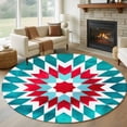 thumbnail image 2 of Round Rug 5ft Area Rug, Abstract Minimalist Boho Terracotta Area Rugs for Living Room Bedroom, Aesthetic Vintage Floor Mat Non-Slip Non-Shedding Carpet Indoor Accent Rugs, 2 of 9