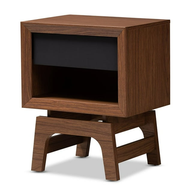Baxton Studio Svante Table de Chevet Moderne 1-Tiroir en Bois Noyer Brun et Gris