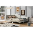 thumbnail image 3 of Beige Daybed With Headboard, Armrest And Frame - Comfortable Sleep Linen Solid Leg Framework Stylish Choice, 3 of 7