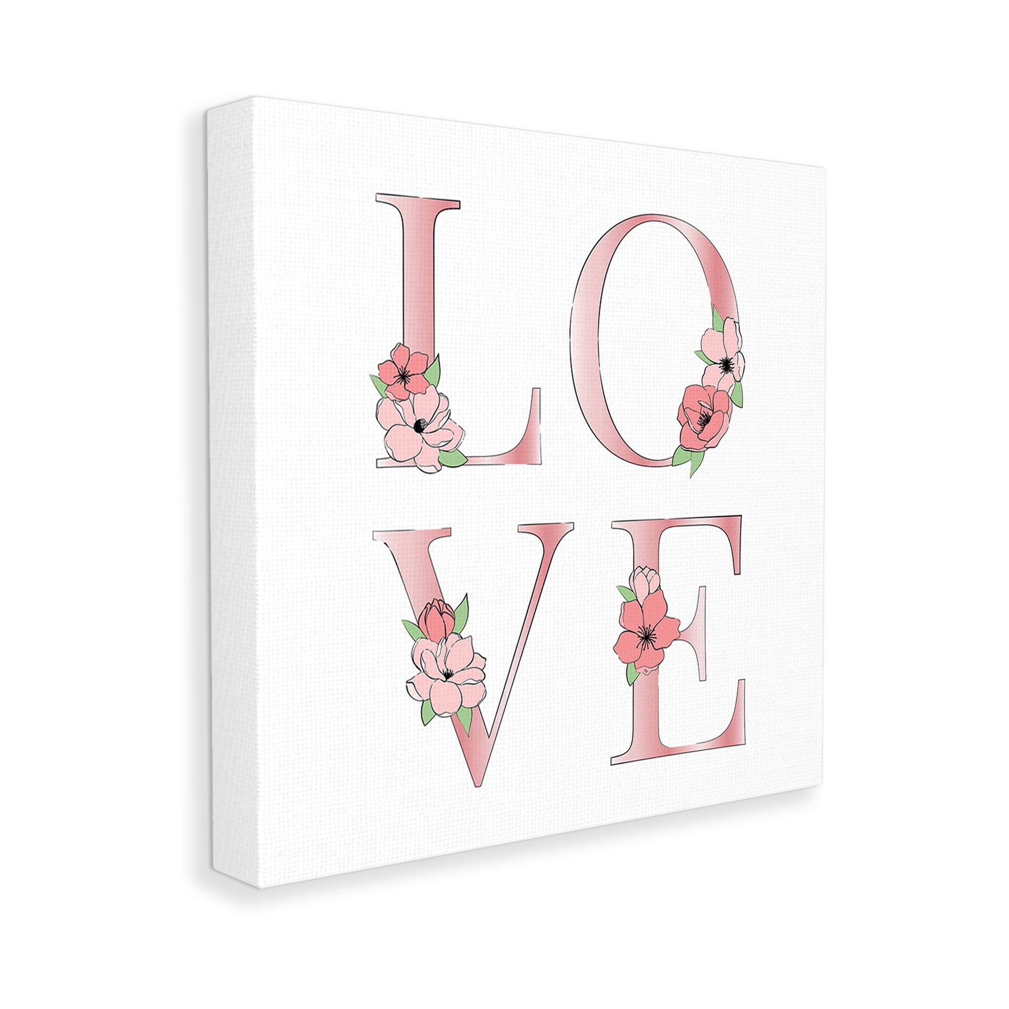 Stupell Industries Love With Floral Blooms Botanical & Floral Painting Gallery Wrapped Canvas Art Print Wall Art, 17 x 17