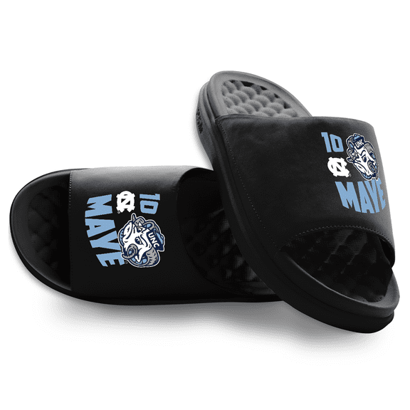 Unisex ISlide Drake Maye Black North Carolina Tar Heels Collage Motive Slide Sandals