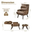 thumbnail image 2 of Vcatnet Accent Chair with Ottoman, Faux Leather Armchair with Adjustable Backrest and Side Pocket, Comfy Reading Chair for Living Room, Bedroom, Apartment, Dark Brown, 2 of 8