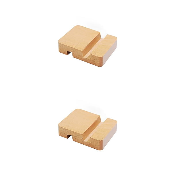 Cateissary Soporte para teléfono móvil con ranuras dobles Soporte para teléfono celular de universal antideslizante para escritorio de oficina en Madera 2piezas Cateissary CBP120386