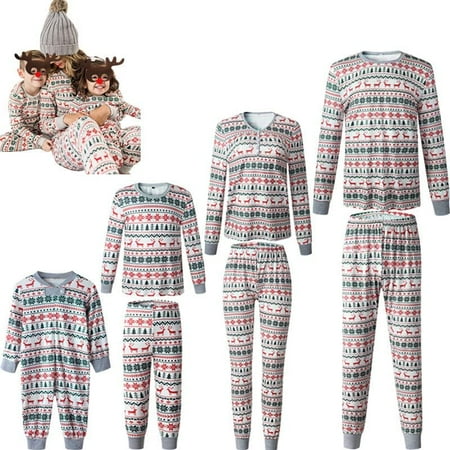 

Viworld Family Christmas Pajamas Matching Sets Christmas Elk Printed Plaid Pattern Sleepwear Christmas Pajamas Nightwear Pajamas PJS Set