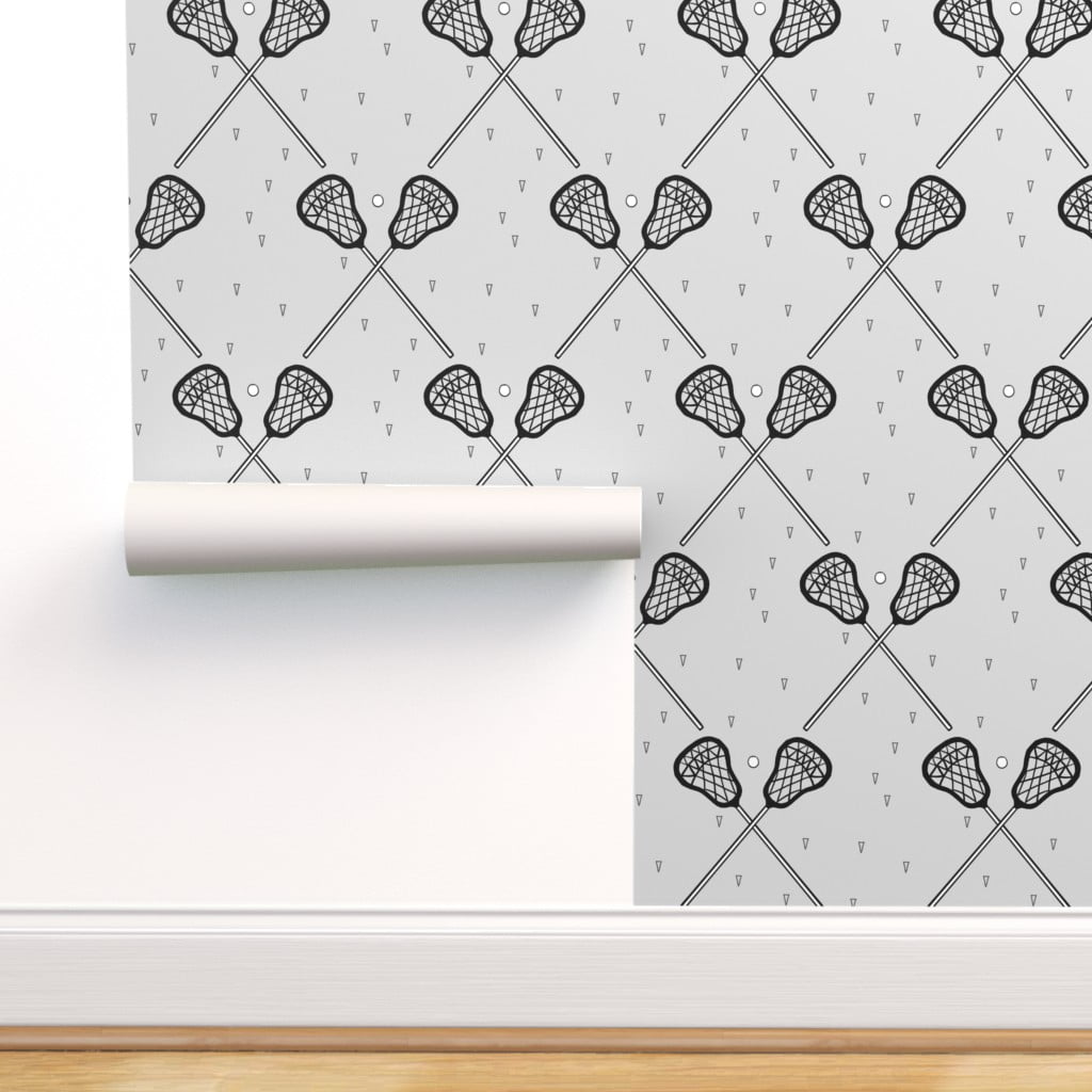 Peel And Stick Removable Wallpaper Lacrosse Sport Racket Ball White Athletic Walmart Com Walmart Com