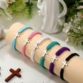 thumbnail image 4 of Cross Friendship Bracelet Adjustable Braided Rope Jesus Christian Cross Bracelets Matching Couple String Lucky Strand BFF Wristband for Women Men Boy Girls Easter Baptism, 4 of 10