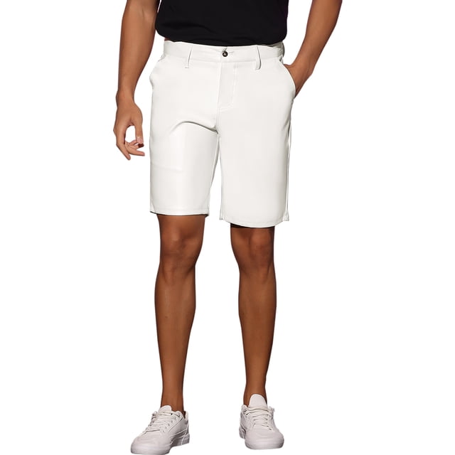 Pantalones cortos de cuero sintético INSPIRE CHIC para hombres, pantalones cortos de hip hop, motocicleta, fiesta y disco, 34 blanco