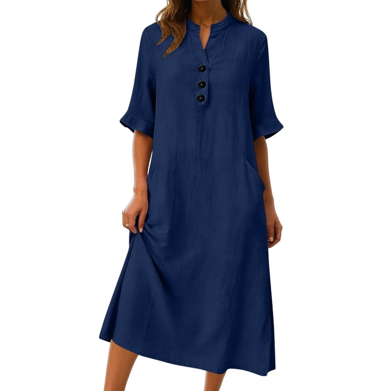 henley t shirt dress Wilt Women's Short-Sleeve Shifted Henley T-Shirt Dress