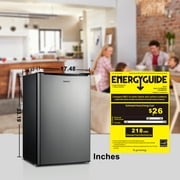 Galanz 3.3 Cu Ft Compact Refrigerator, Stainless Steel Look One Door Mini Fridge, Energy Star for Apartment, Dorm, Office, Bedroom