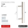 thumbnail image 3 of 5" Stainless Steel T Bar Cabinet Pulls: 3 Inch Hole Center (76mm) | Modern Euro Style Brushed Satin Nickel Finish Kitchen Cabinet Hardware/Drawer Handles, 3 of 9