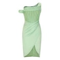 thumbnail image 4 of Femmes Été Minces Robes Fendues une Épaule Sans Manches Robe Épissage Asymétrique Robes de Retour, 4 of 8