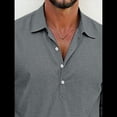 thumbnail image 3 of Camisas Clásicas de para Hombre, de Larga, con Solapa y Botones, Informales, para Playa y Verano. Gris XL, 3 of 4