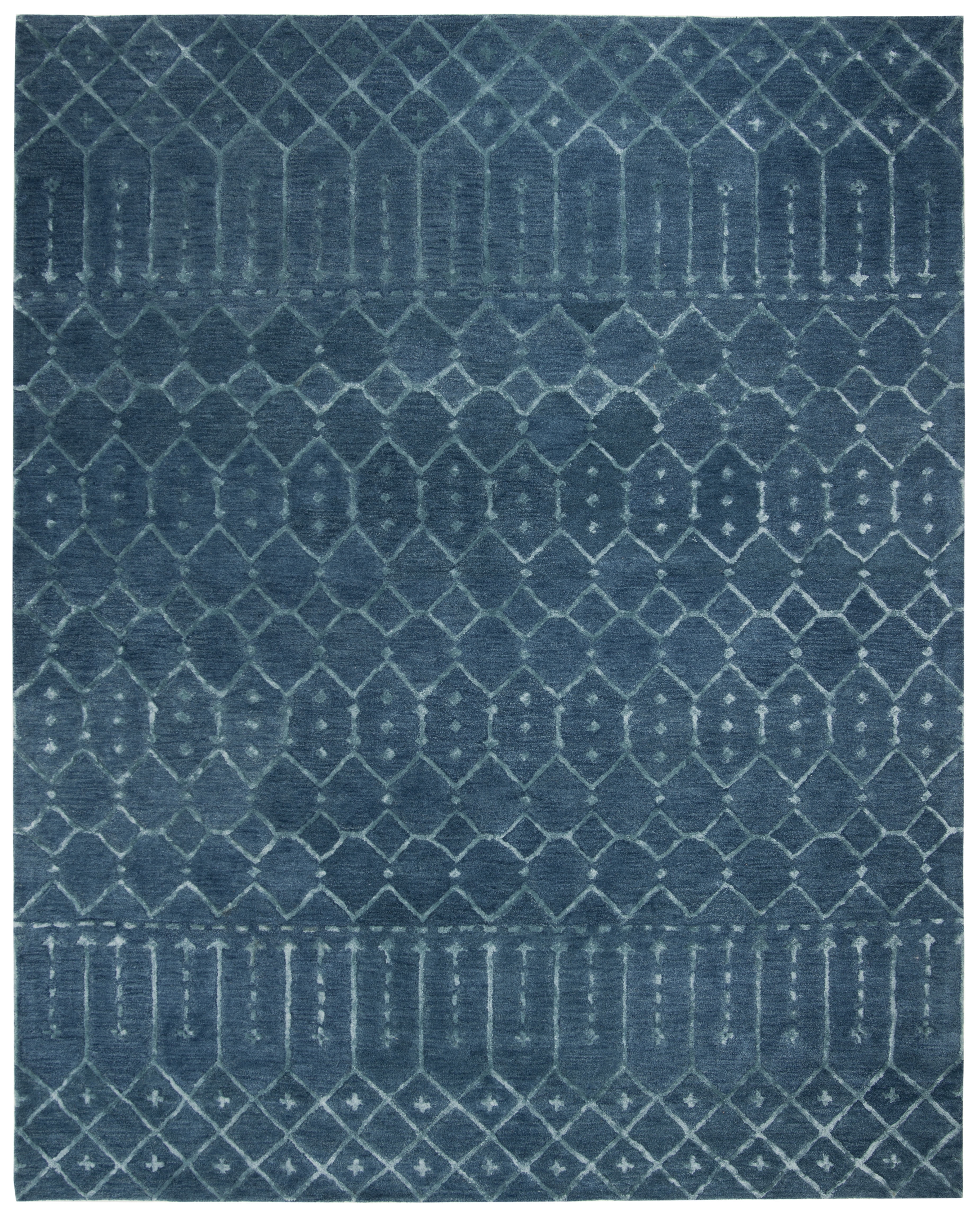 SAFAVIEH Himalaya Darin Geometric Wool Area Rug, Navy/Silver, 10' x 14'