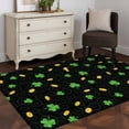 thumbnail image 3 of Area Rugs for Living Room 4x6 Ft, St. Patrick's Day Non Slip Area Rugs for Kitchen Bedroom Entryway, Green Shamrock Gold Coin Minimalist Black Washable Carpet Runner Rug Floor Mats for Bedroom, 3 of 8