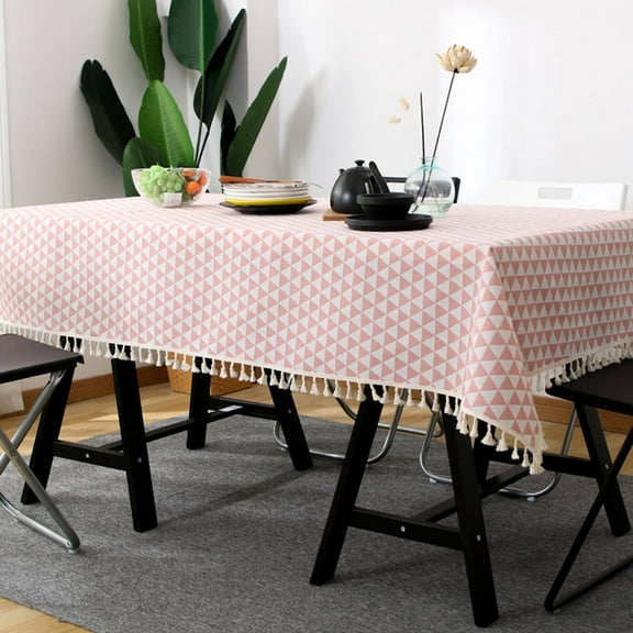 AUQ Wipeable Tablecloths,Keeps Fresh Simple Table Cloth,Stackable Space-Saving Table Covers,Pink