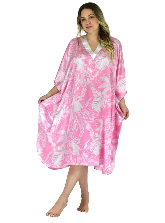 Up2date Fashion's Women's Short Caftan / Kaftan / Muumuu / Mumu, Pink Saphire Print, Style CShort-15C3