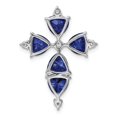 thumbnail image 3 of 14k White Gold 1/5 carat Lab Grown Diamond VS/SI+ G+ and Lab Created Blue Sapphire Chain Slide Pendant, 3 of 3