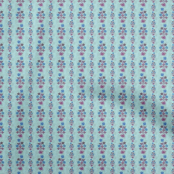 oneOone Polyester Spandex Aqua Blue Fabric Floral Dress Material Fabric Print Fabric By The Yard 56 Inch Wide
