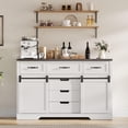 thumbnail image 4 of NEILA Farmhouse 6 Drawers Dresser for Bedroom with Sliding Barn Doors, Wood Dresser & Chest of Drawers, Rustic Dresser TV Stand, Dresser Organizer for Bedroom, Living Room, White, 4 of 8