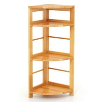 Kadyn 4-Tier Corner Shelf with Rubber Wood Frame and Anti-Toppling Kit