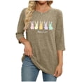 thumbnail image 4 of Pxxlle Cute Easter Shirts for Women Funny Rabbit Bunny Graphic Tees Casual 3/4 Sleeve Holiday T Shirts Loose Fit Round Neck Gift Tshirts for Women L, 4 of 7