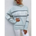 thumbnail image 2 of CAILDANL Women’s Snowflake Sweater Casual Long Sleeve Knitted Pullover Sweaters Crewneck Loose Jumper Tops, 2 of 2