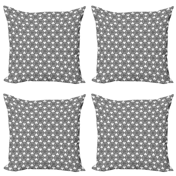 Ambesonne Black and White Throw Pillow Cover 4 Pack, Geometric Shape, 20", Black and White