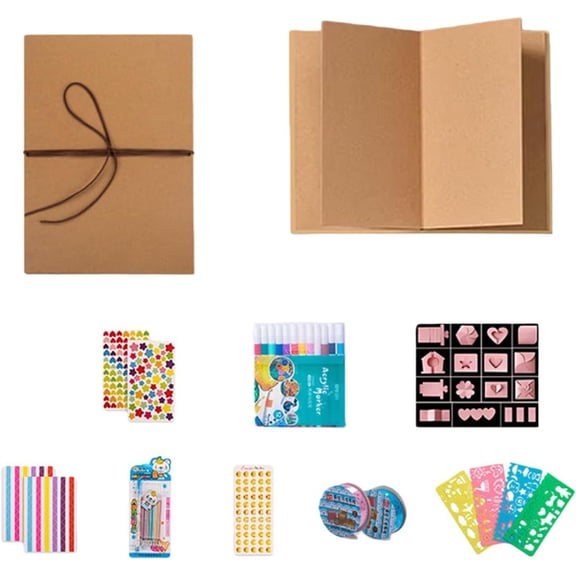 Scrapbook Album With Handworked Accessories Set, Scrap Book Photo Albums With Stickers And Metallic Markers, Stretchable And Foldable PotencyPaper Scrapbook Photo Album For Wedding Baby Birthday