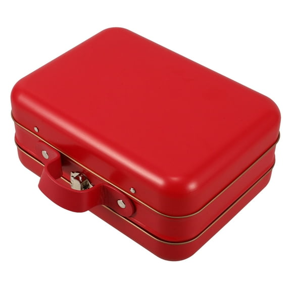 IBASETOY Portable Red Iron Storage Box for Cosmetics and Travel Essentials