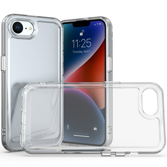 CoverON For Apple iPhone 16e Case, Hybrid Slim fit Hard Back TPU Rim Phone Rigid Cover, Clear with Chrome Buttons