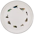 thumbnail image 1 of Golden Rabbit Enamelware - Motif Mouches de Pêche - Plateau de Service Rond de 15,5 Pouces, 1 of 3