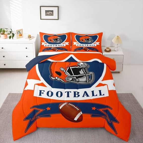 Erosebridal American Football City Comforter Sets Twin Size, Eat Sleep Comforters & Duvets, Soccer Lover Reversible Duvet Insert, Ultra Soft Room Decor, 2-Piece