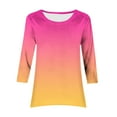 thumbnail image 6 of aidice 3/4 Length Sleeve Womens Tops Casual Round Neck Shirts Loose Comfy Gradient Color Tee Shirts, 6 of 6