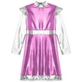 thumbnail image 5 of Ocealan Kids Girls 2Pcs Alien Outer Space Dance Sets Metallic Long Sleeve A Line Dress Headband Pink-A 8, 5 of 7
