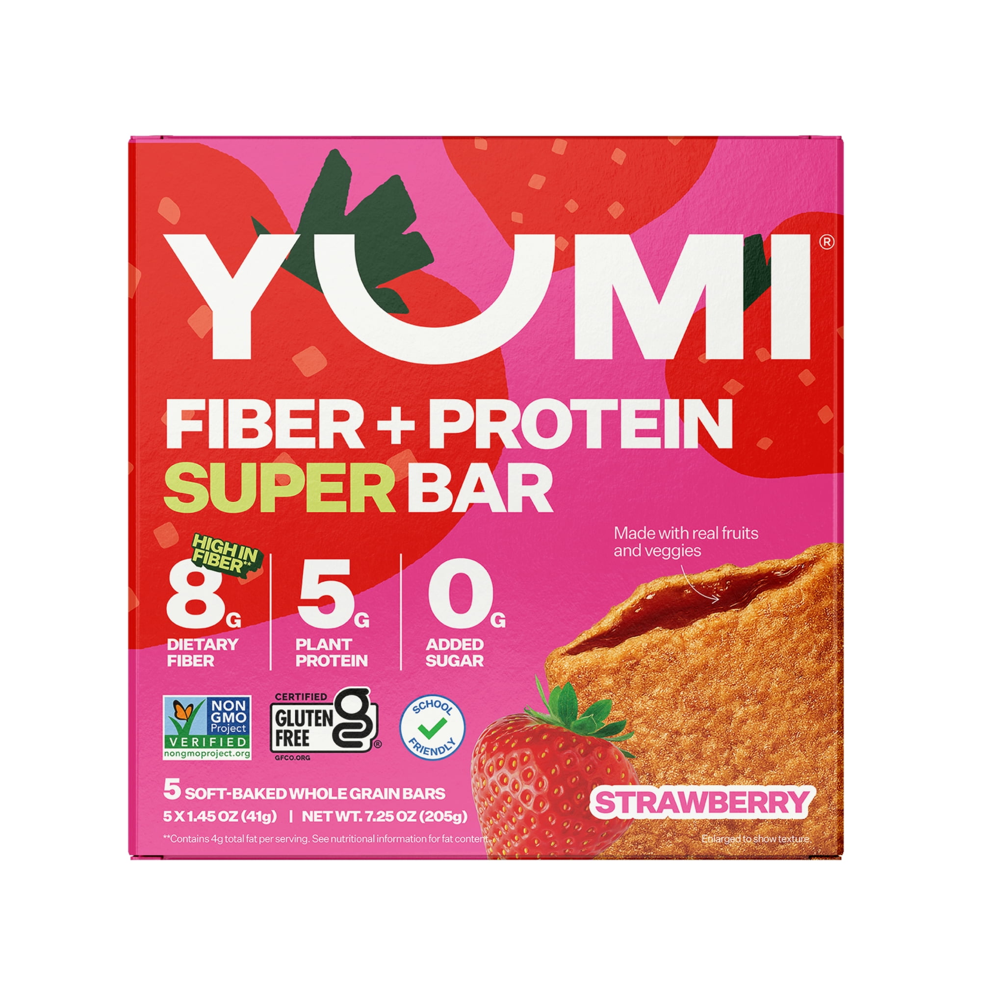 YUMI Fiber + Protein Soft-Baked Super Bars Strawberry- 7/2oz/5ct