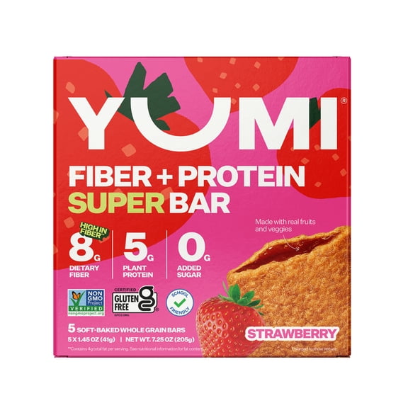 YUMI Fiber Protein Soft-Baked Super Bars Strawberry- 7/2oz/5ct