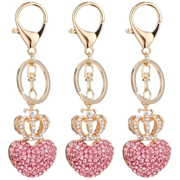 3 Count Bag Accessory Key Holder Cute Chains for Charms Keychain Wallet Miss Bride Pink