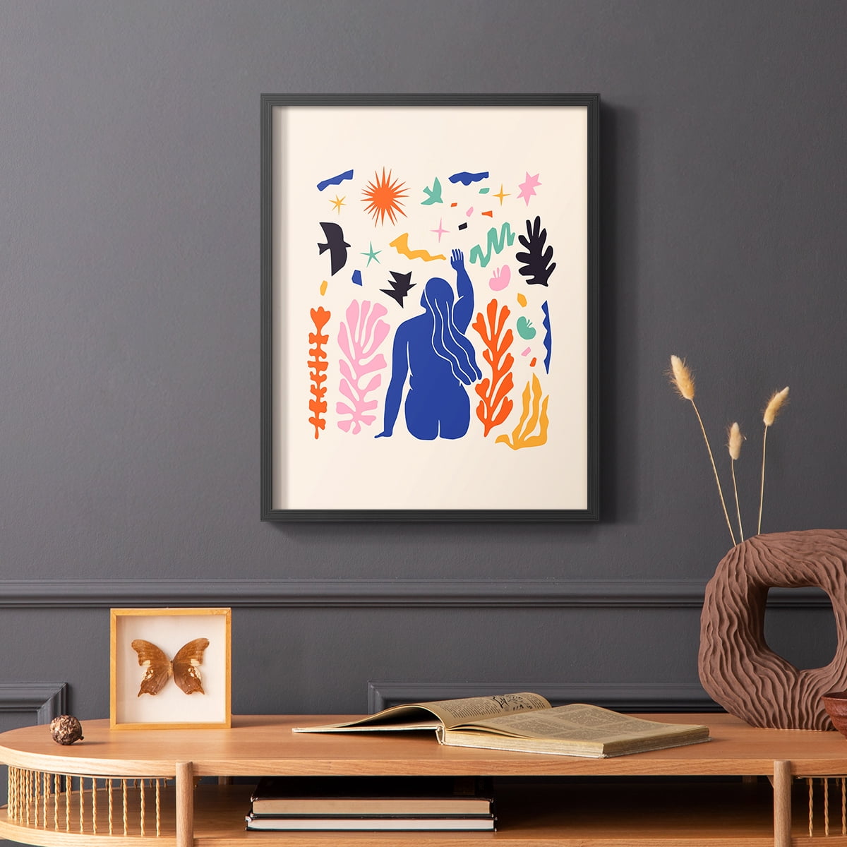 Matisse CDXLVI in Black Solid Wood Framed Print No Nail Hanging