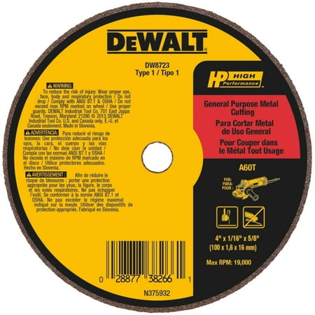 UPC: 0028877382661 | DEWALT DW8723 A60T Wheel  4-Inch X 1/16-Inch X 5/8-Inch