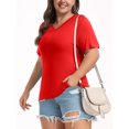 thumbnail image 4 of DreamFish Women's Plus Size Tops V Neck T Shirts Summer Short Sleeve Oversized Tees Casual Loose Fit Tunic, 4 of 5