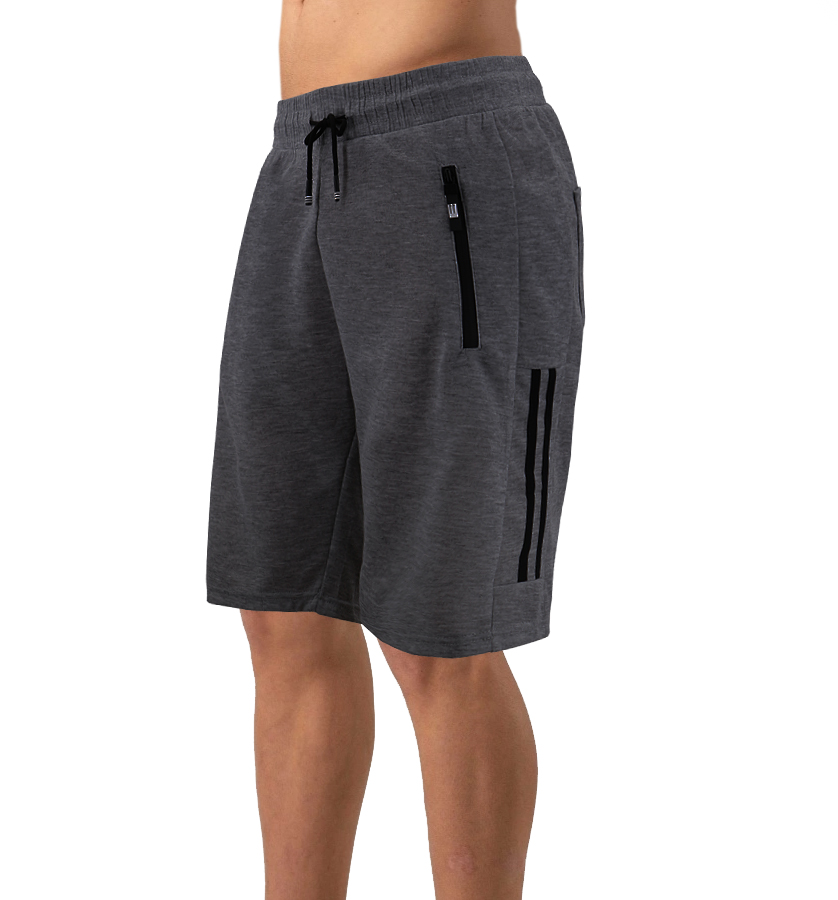 Men's Drawstring Elastic Waist Fleece Zipper Pockets Fitness Gym Sweat
