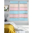 thumbnail image 3 of Pink Blue Wood Grain Sheer Curtains 72 Inch Length 2 Panels Set, Farmhouse Country Shabby Striped Voile Window Treatment Rod Pocket Curtains Sheers Drapes for Bedroom/Living Room/Kitchen 52"x72"x2, 3 of 7