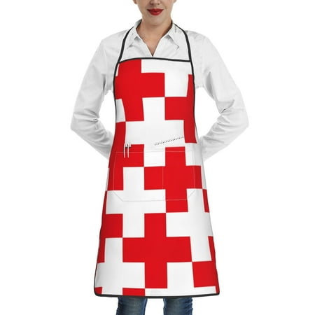 

Rocae Red Cross 1 for Kitchen Aprons for Women Adjustable Cooking Kitchen Chef Apron for Men with Pockets