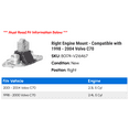 thumbnail image 2 of Right Engine Mount - Compatible with 1998 - 2004 Volvo C70 1999 2000 2001 2002 2003, 2 of 2