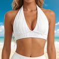 thumbnail image 4 of TOWED22 Bikini Tops for Women - Large Bust Swimsuit Top Only Knot Twist Full Coverage Bathing Suit White,L, 4 of 9