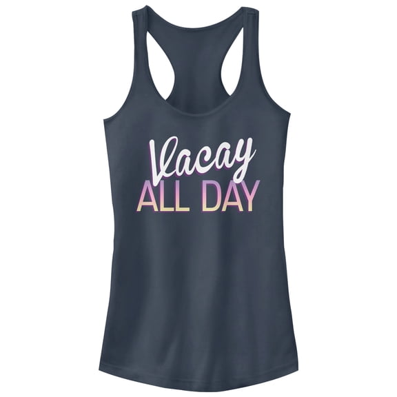 Junior's CHIN UP Vacay All Day  Racerback Tank Top Indigo 2X Large