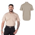 thumbnail image 3 of Camisa de Gabardina Manga Corta para Caballero, Color Beige, Talla Grande, 50% Algodón y 50% Poliéster. Yazbek C0606, 3 of 3