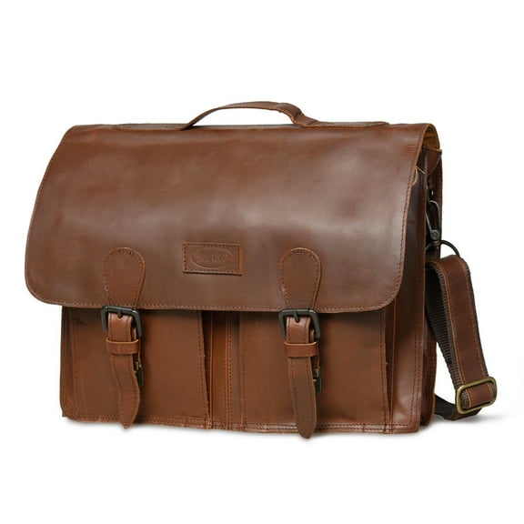 Sharo Classic Leather Adult Adjustable Straps Leather Hand Made 1 in Laptop Messenger Bag, Brown, 1-Piece