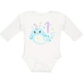 thumbnail image 3 of Inktastic Happy 1st Birthday with Cute Narwhal Stars and Bubbles Boys or Girls Long Sleeve Baby Bodysuit, 3 of 5
